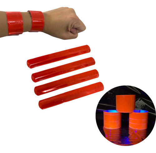 Pulseras Fluo Fluor Magneticas X 100 Cotillon Carioca Fluo Color Rojo