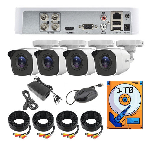 Kit Video Vigilancia  4 Cámaras Hd 2mp / 1080 En Metal 1tb