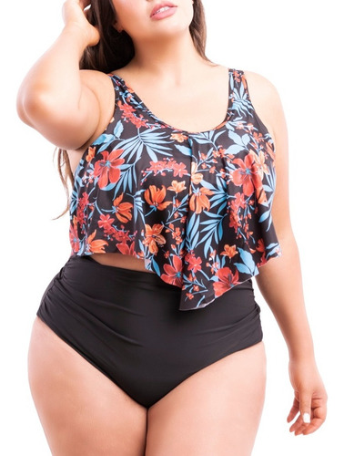 Imagen 2 de 5 de Bikini Tiro Alto Top En Punta Floral