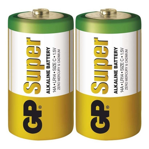 Bateria Pila Super Alcalina Tipo C Mediana X2 Gp Super 1.5v 