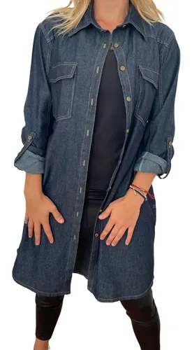 Camisa Vestido Jean Larga Onzas Maxi Camisas