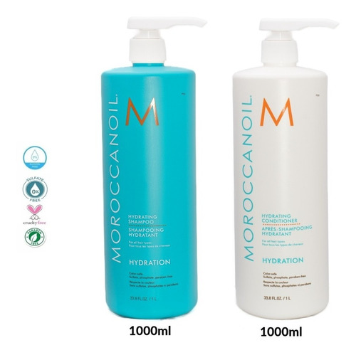 Pack Shampoo, Acondicionador Hidratante 1000ml Moroccanoil