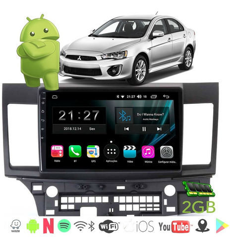 Kit Central Multimidia Lancer Android 8 Aikon Atom