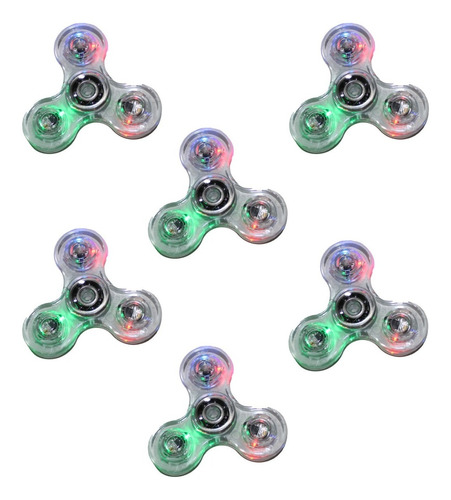 6 Fidget Spinner Descompresión Brillante Led Colores Relajan