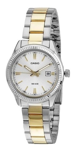 Reloj Casio Ltp-1302sg-7a Para Dama Plateado/ Dorado 