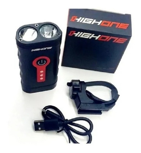 Imagem 2 de 3 de Farol Para Bike Dianteiro Usb 2 X Leds High One 900 Lúmens