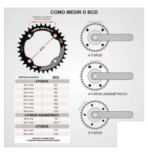 Coroa Snail Narrow Wide 34d Bcd 104 Alumínio