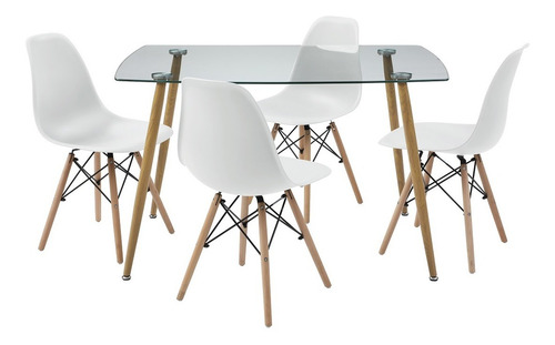 Mesa De Comedor De Cristal Templado Con 4 Sillas Sarpsborg B