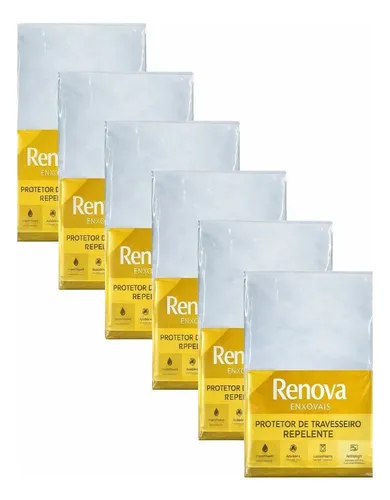 Renova Enxovais Kit 6 Capa de Travesseiro Repelente Protetoras com Zí