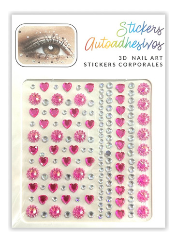 Strass Face Stickers Cristales Rostro Ojos  Rosado Pink 