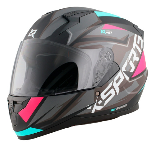 Casco Integral X Sports M67 Courxe Negro Rosa