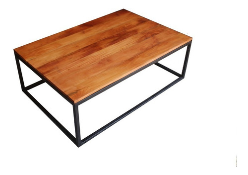 Mesa De Centro Industrial Fierro Y Madera De Roble 