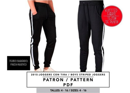 Molde De Costura, Patron Joggers Con Tira , Imprimible