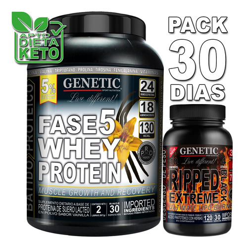 Whey Ripped Genetic Fase 5 Fuerza 100% Quemagrasa Definitivo