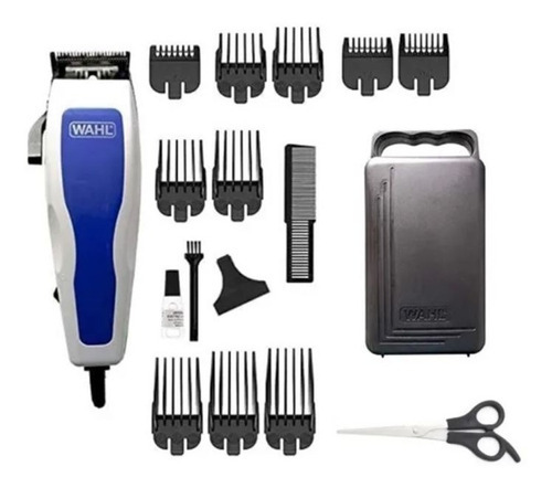 Kit Completo Wahl Maquina  Cortar Cabello  Barba  17 Piezas Color Azul