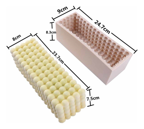 Molde De Silicona Con Forma De Vela Rectangular Grande Hecho