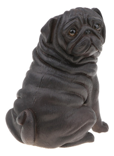 Lindo Color Negro Pug Animal Modelo Estatua Niños