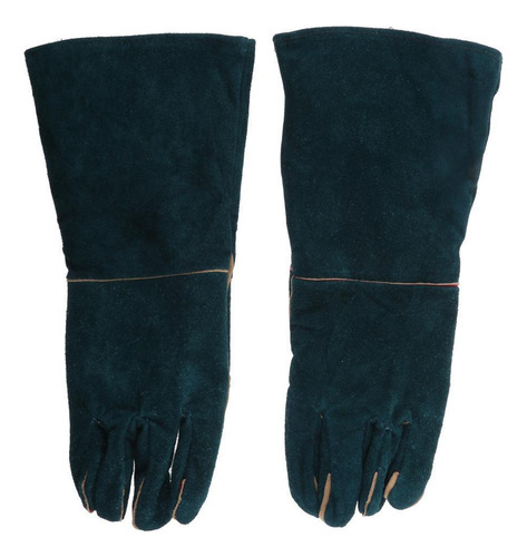 Guantes Resistentes Al Calor De Material Cuero, 40cm Verde