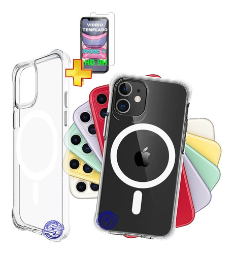 Funda Protector Case Borde Reforzados iPhone 11 + Vidrio 9h 