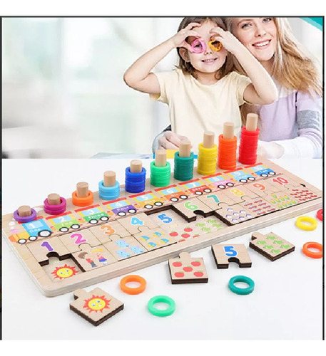 Tablero Montessori Numérico Domino Didáctico Madera -463