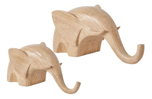Kit Esculturas Elefante Em Poliresina Bege Médio
