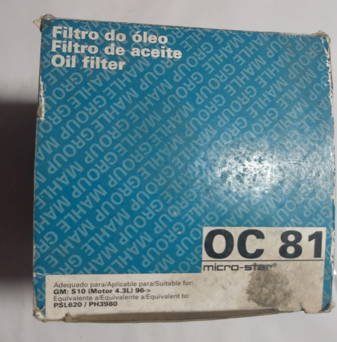 Imagem 4 de 5 de Filtro Óleo Motor S10 4.3l (1996) Oc 81 Psl620/ph3980