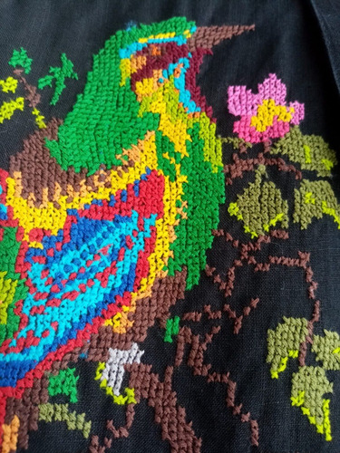 Imagen 3 de 3 de Guayabera Pájaro Toh. 100% Lino Bordado A Mano. Mayakim