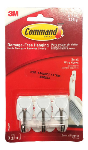 Set 3x Ganchos De Alambre 3m Command Para Colgar Utensilios