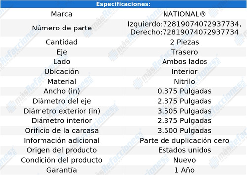 Par De Retenes Rueda Traseros Interiores 3r10 1954 National
