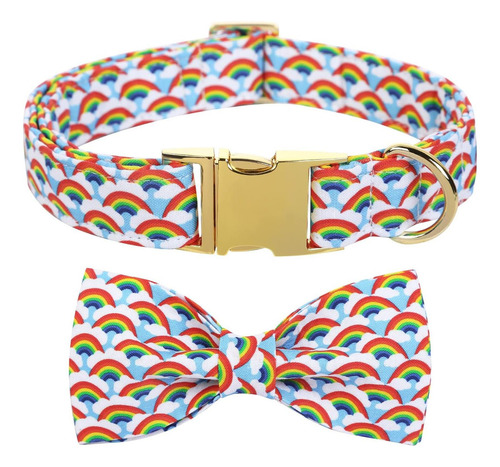 Collar para perro Maca Bates Rainbow con lazo en forma de mariposa
