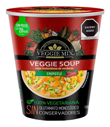 Sopa Instantánea De Verduras Veggie Mix Sabor Chipotle Vaso 26g