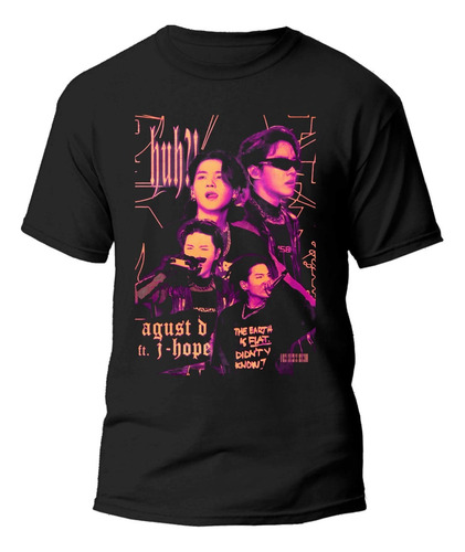 Playera Negra Estampado Bts 100% Algodón 03