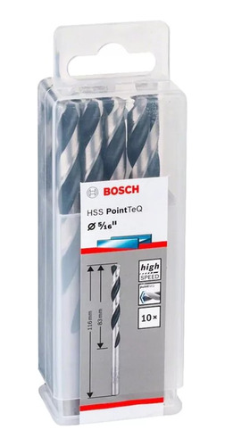 Kit Com 10 - Broca De Aço Rápido Bosch Hss Pointteq 5/16p