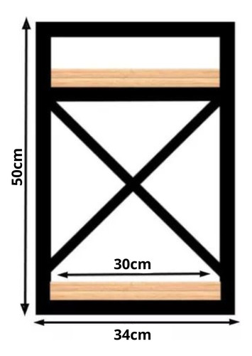 Prateleira Estilo Industrial Mod X 50x140x30 Pinus Reforçada