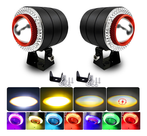 Par De Luces Auxiliares De Moto 5 Modos Con Estrobo Rgb