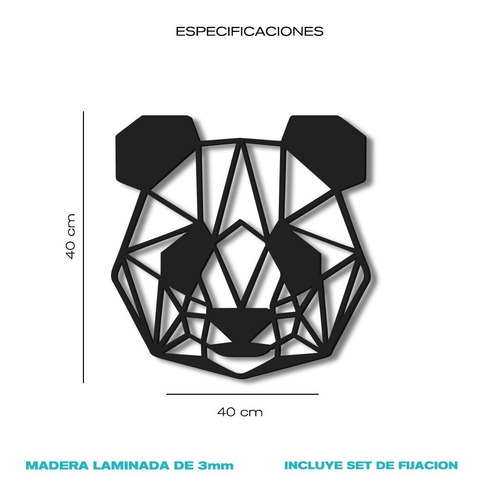 Imagen 6 de 6 de Cuadro Decorativo En Madera Calada Panda Mural Xl
