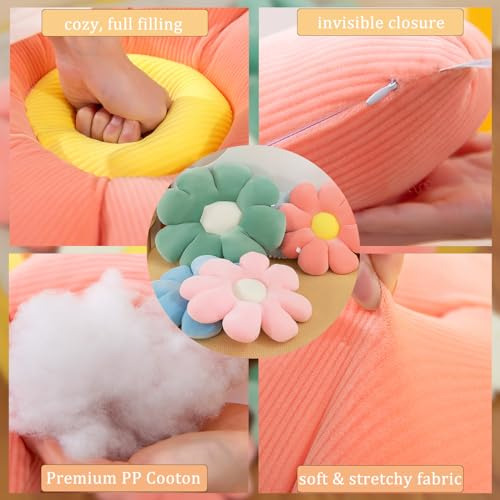 Menoeceus Flower Pillow Daisy Flower Floor Pillow Cojín, Lin