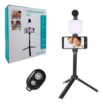 Comprar Kit Grabación Mini Trípode Micrófono Luz Led Para Celulares