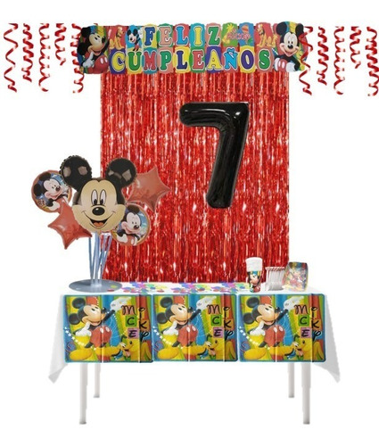 Kit Decoración Fiesta  Mickey Mouse 12 Personas 10 Items