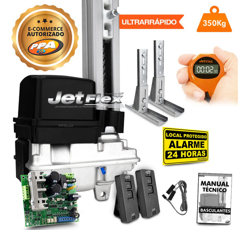 Kit Motor Portão Eletrônico Basculante Ppa Jet Flex 1/4+ Sup