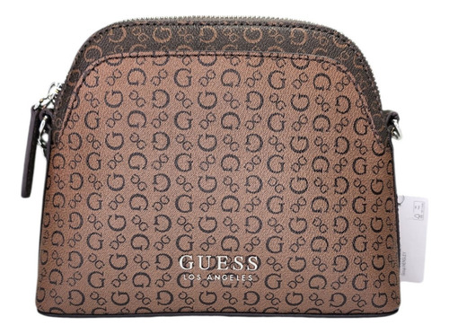 Bolsa Crossbody Guess Factory Cc888314 Color Cafe Marrón Oscuro Estampado Níquel Marrón Oscuro