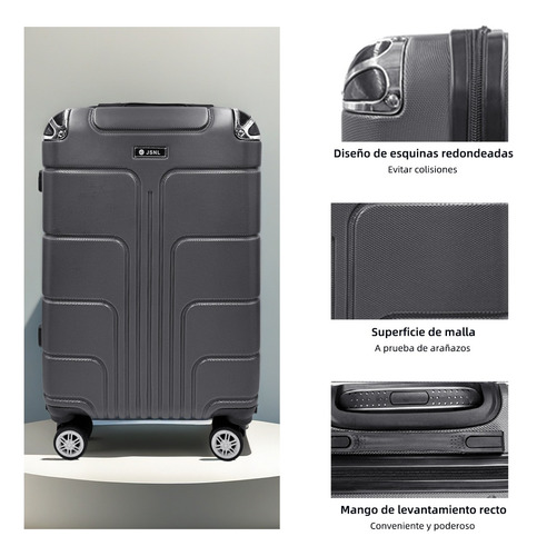 Maleta De 10 Kg Cabina C/candado De Seguridad Doble Llanta Gris Oscuro Gris Oscuro
