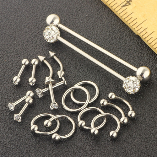Imagem 2 de 7 de Conjunto De Joias Com 9 Pares De Piercings Em Aço