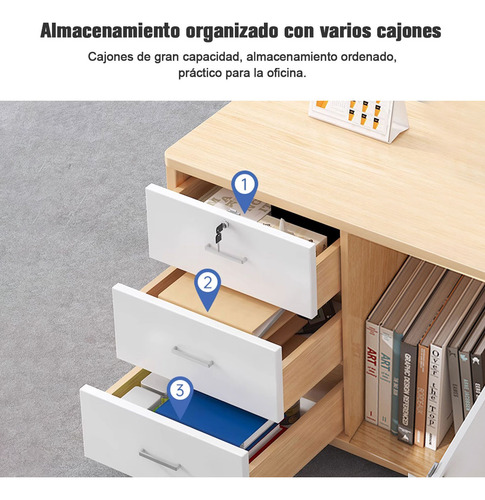 Archivero De Madera Y Archivero Metalico Con Ruedas Y Llave
