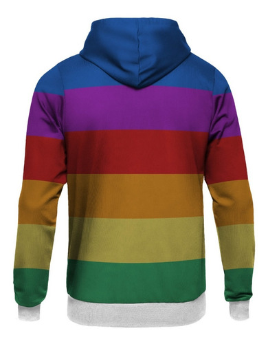 Imagem 2 de 2 de Blusa Moletom Capuz Ziper Listras Listrado Lgbt Pride Lgbtqi