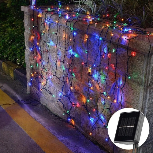 Imagen 3 de 8 de Pack X2 Luces Solares Navidad Guirnalda 10 Metros 100 Led
