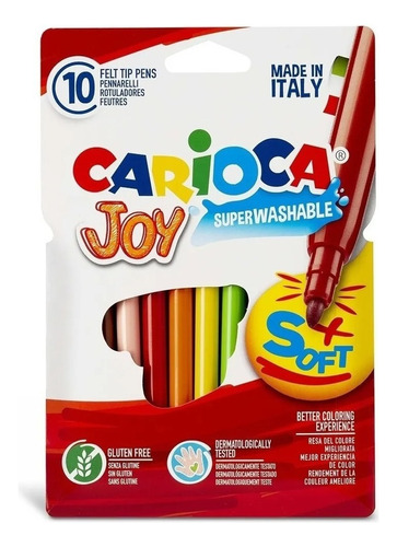 Marcador Para Colorear Carioca Joy Fibras Escolares x10