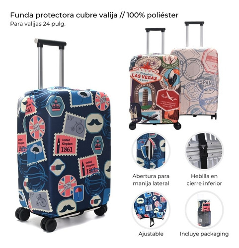 Funda Cubre Valija Wanderlust Estampada Resistente Viaje