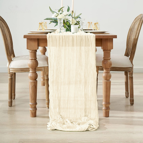 3 Piezas 90 X 340 Cm Camino De Mesa Boho Gasa Estilo Rústico
