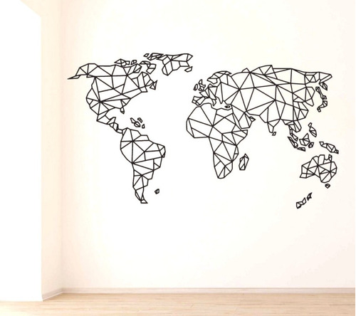 Vinilo Decorativo Mapa Mundial Mapamundi Geométrico Grande